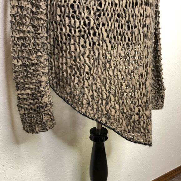 Helmut Lang tattered tape taupe asymmetrical alpaca wool blend sweater Medium - Picture 6 of 16